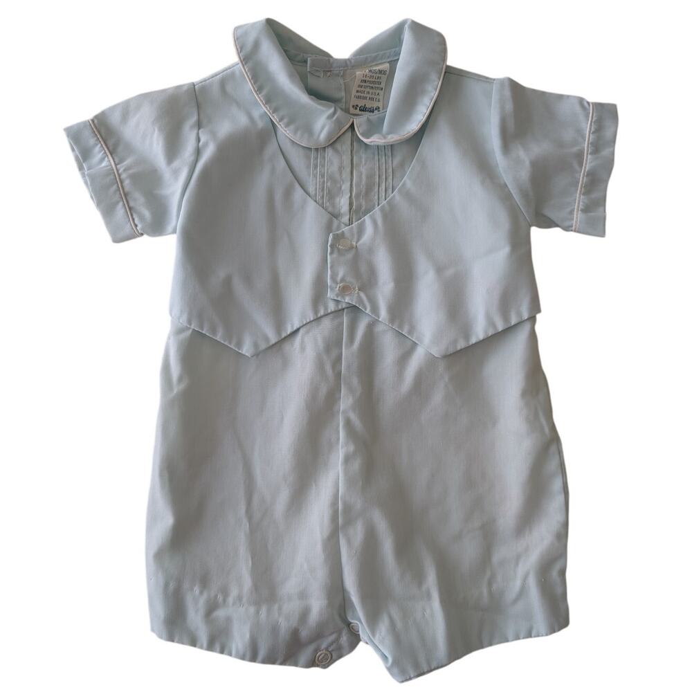 Vintage Alexis‎ Baby Boy Jumpsuit One-piece Romper Christening Outfit 6-9 Months